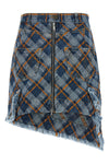 sailor mini skirt in jacquard tartan denim cotton denim