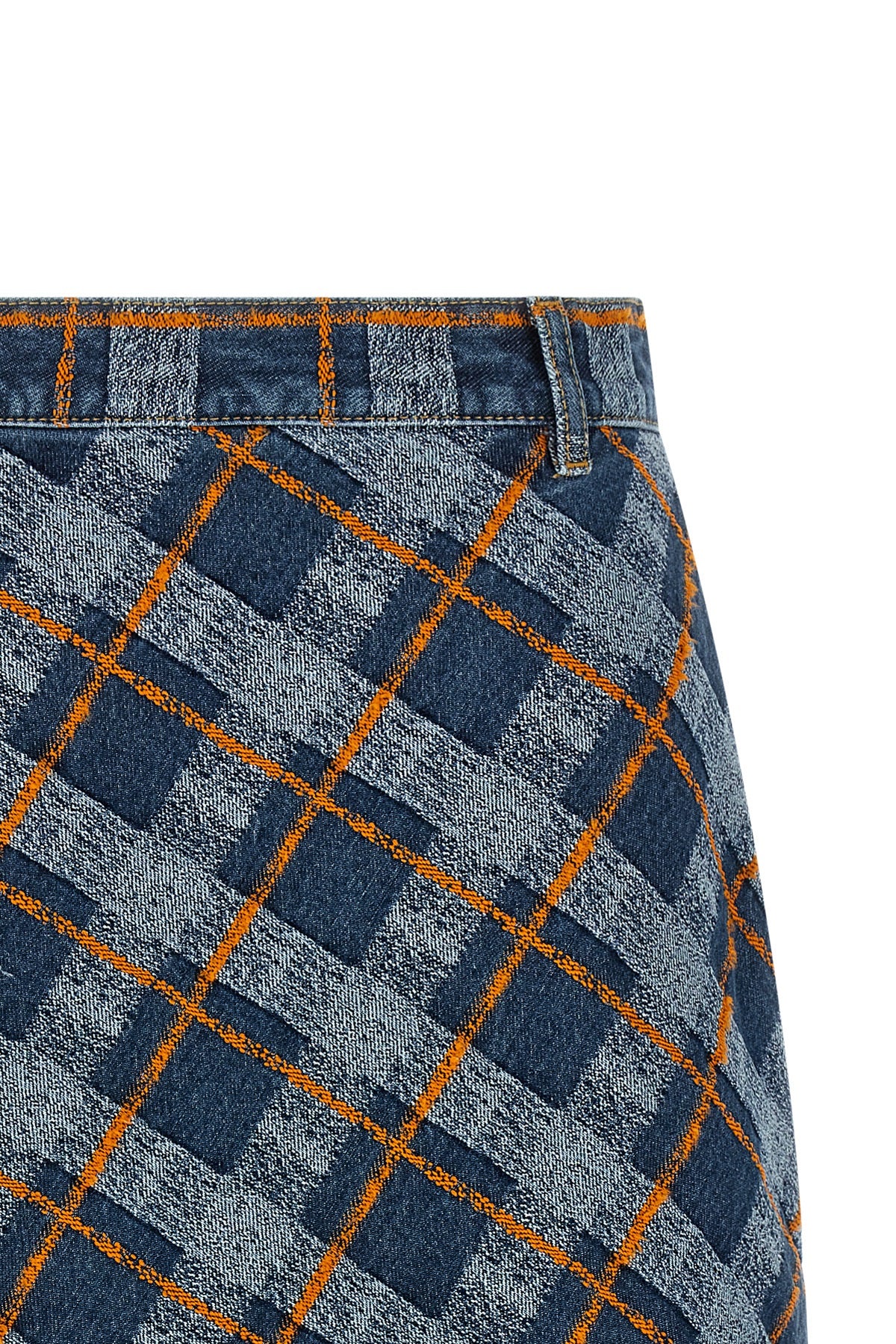sailor mini skirt in jacquard tartan denim cotton denim