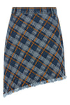 sailor mini skirt in jacquard tartan denim cotton denim
