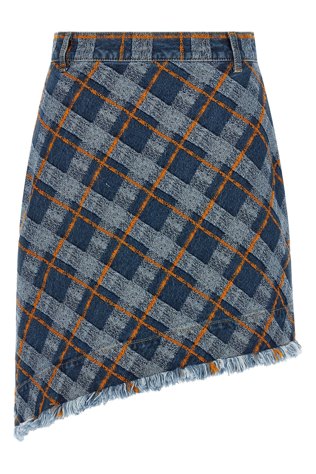 sailor mini skirt in jacquard tartan denim cotton denim