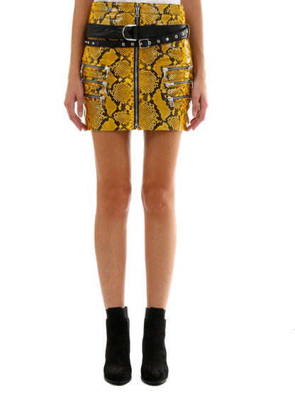UNRAVEL 40 yellow python leather skirt 
