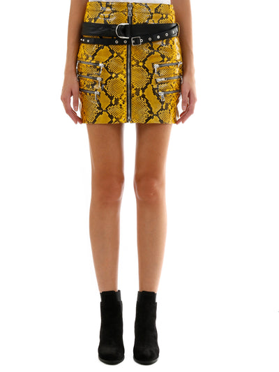yellow python leather skirt