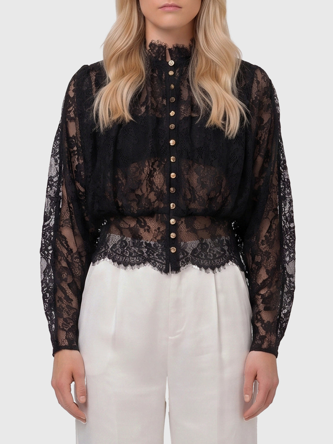 SELF PORTRAIT 10 lace high neck blouse