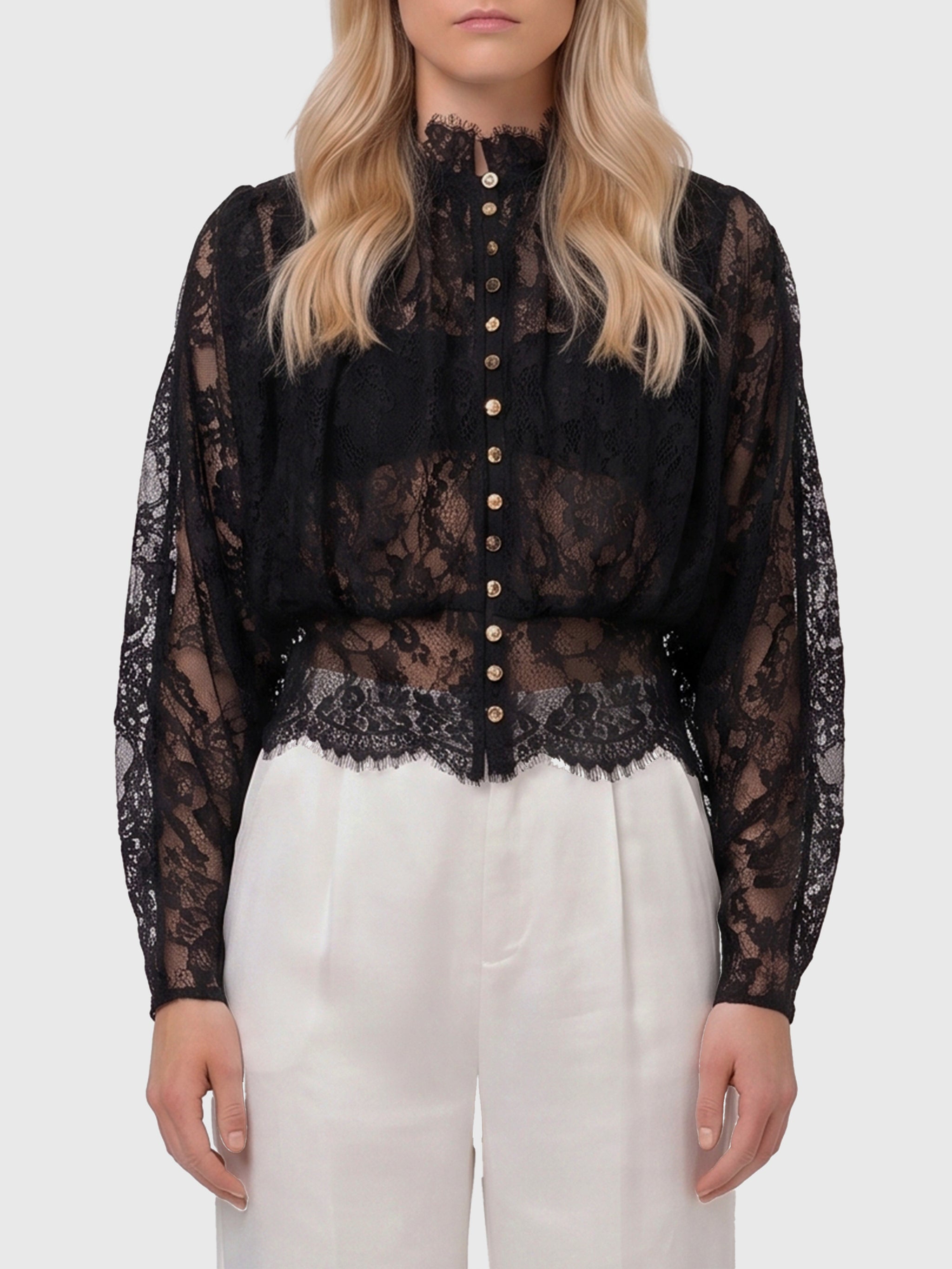 lace high neck blouse