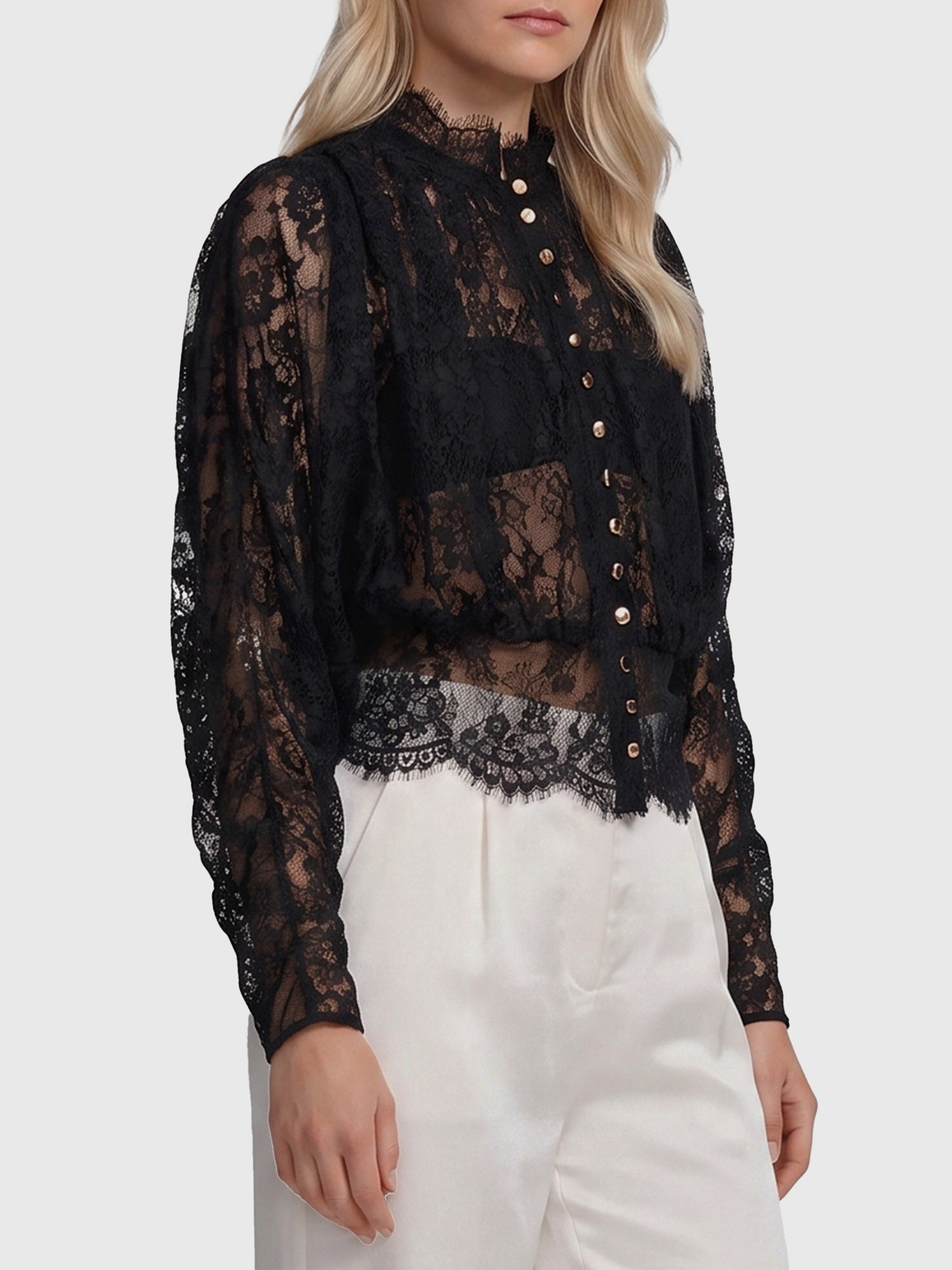 lace high neck blouse