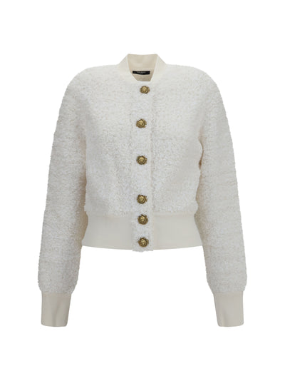 tweed bomber jacket with lion-head buttons