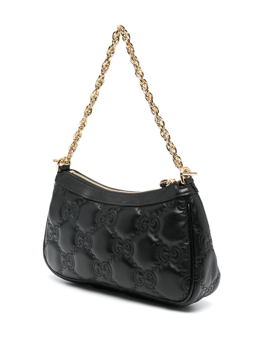 GG Matelasse Black Leather Shoulder Bag