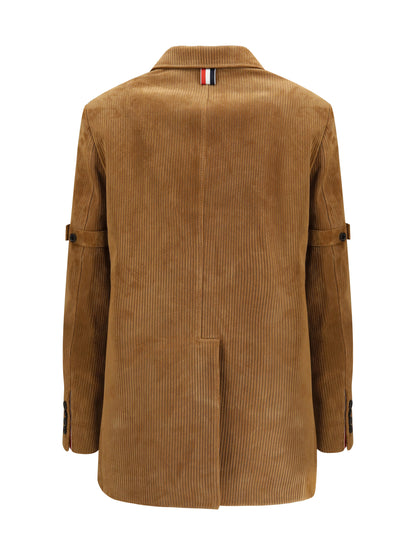 THOM BROWNE 40 ribbed suede jacket 