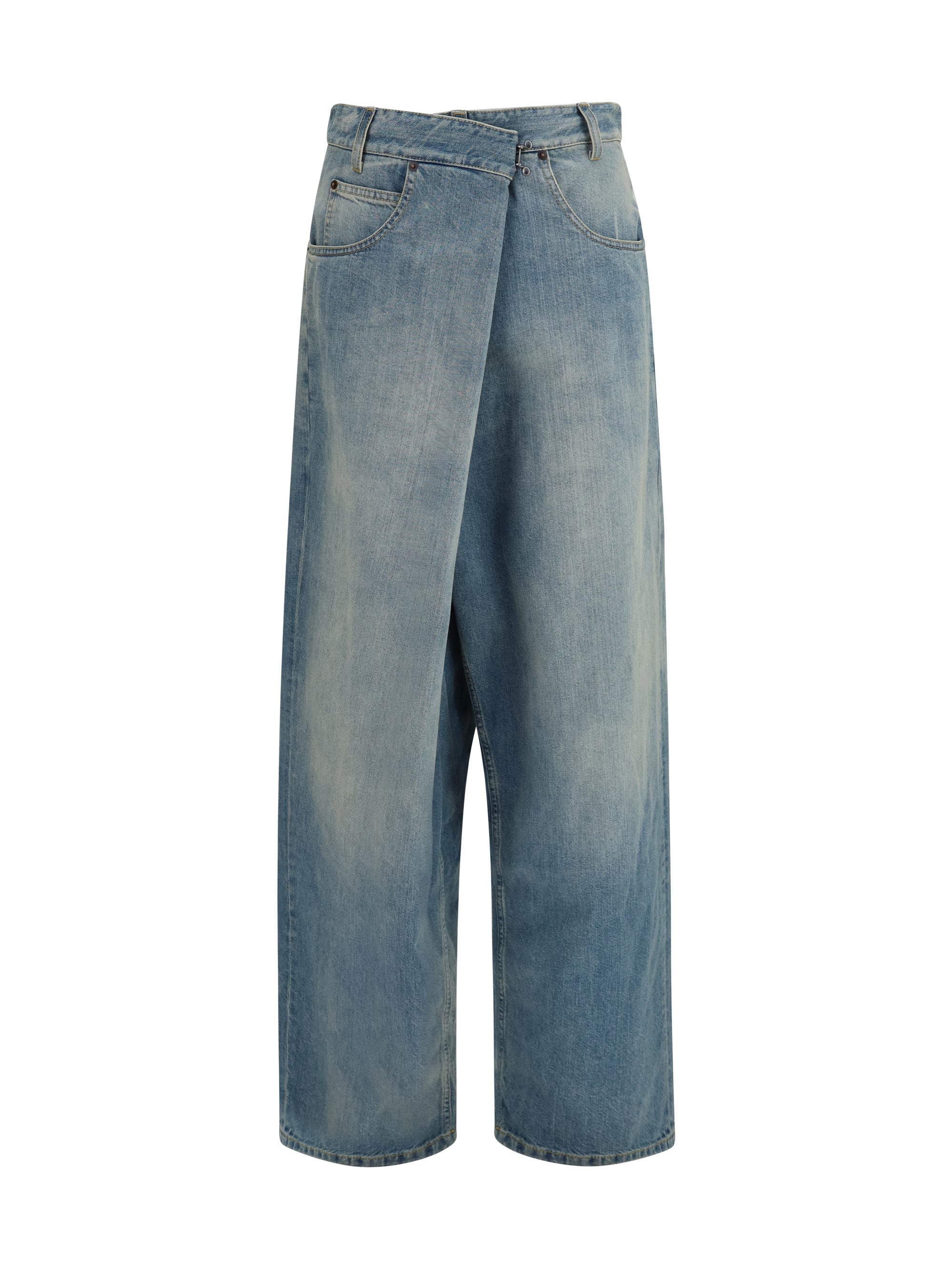 wrap wide-leg jeans