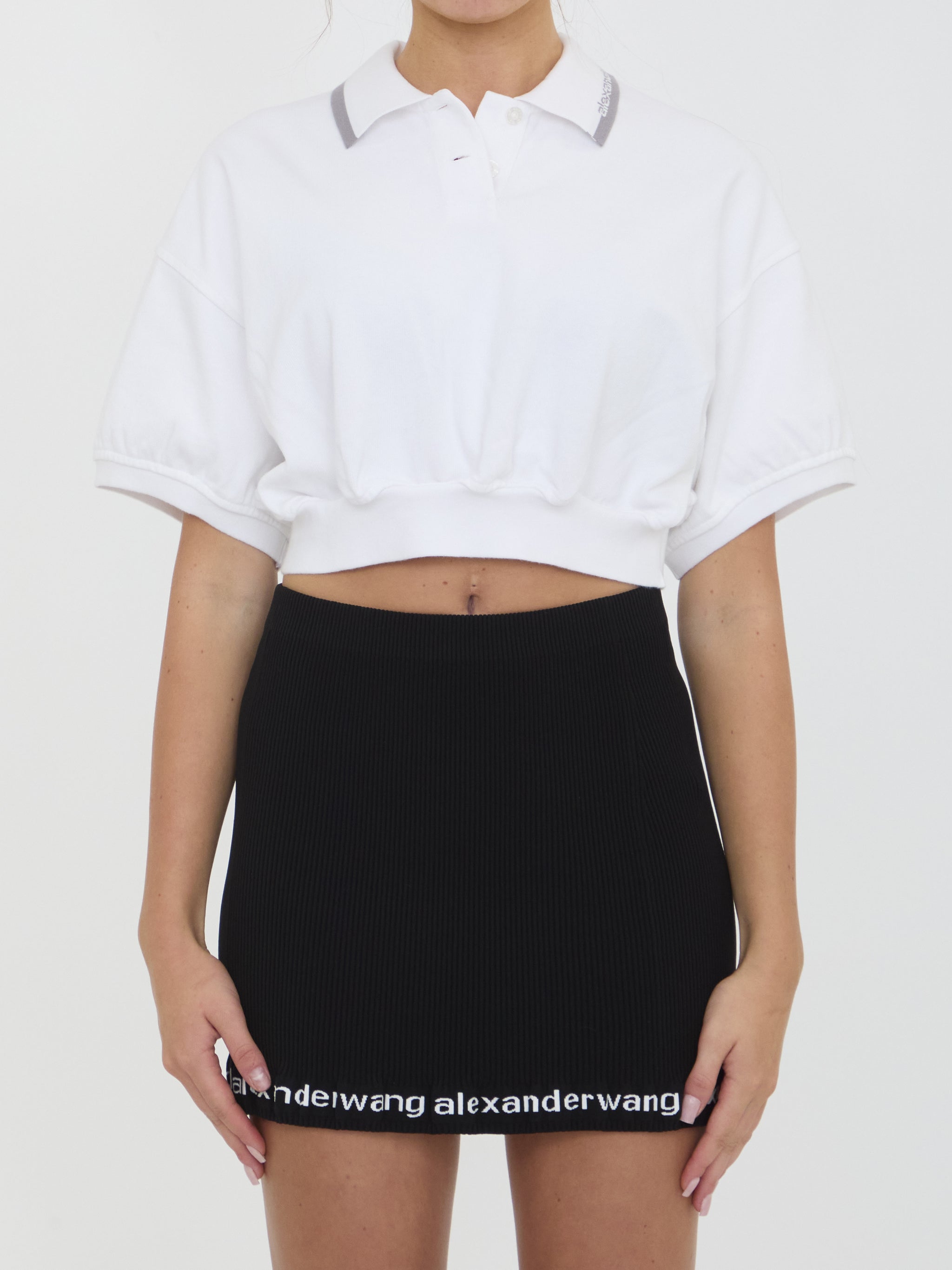 cropped cotton polo shirt