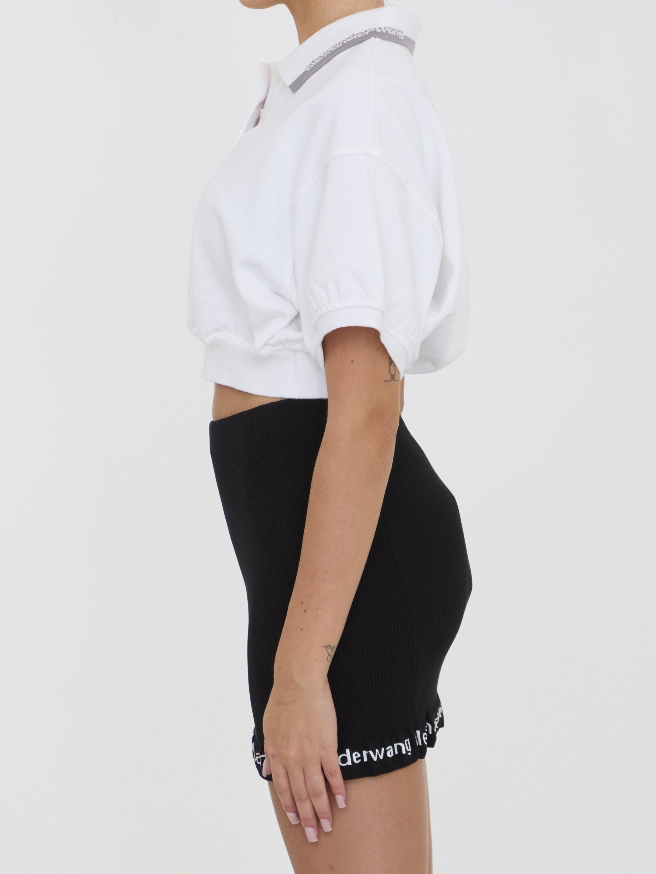 ALEXANDER WANG M cropped cotton polo shirt
