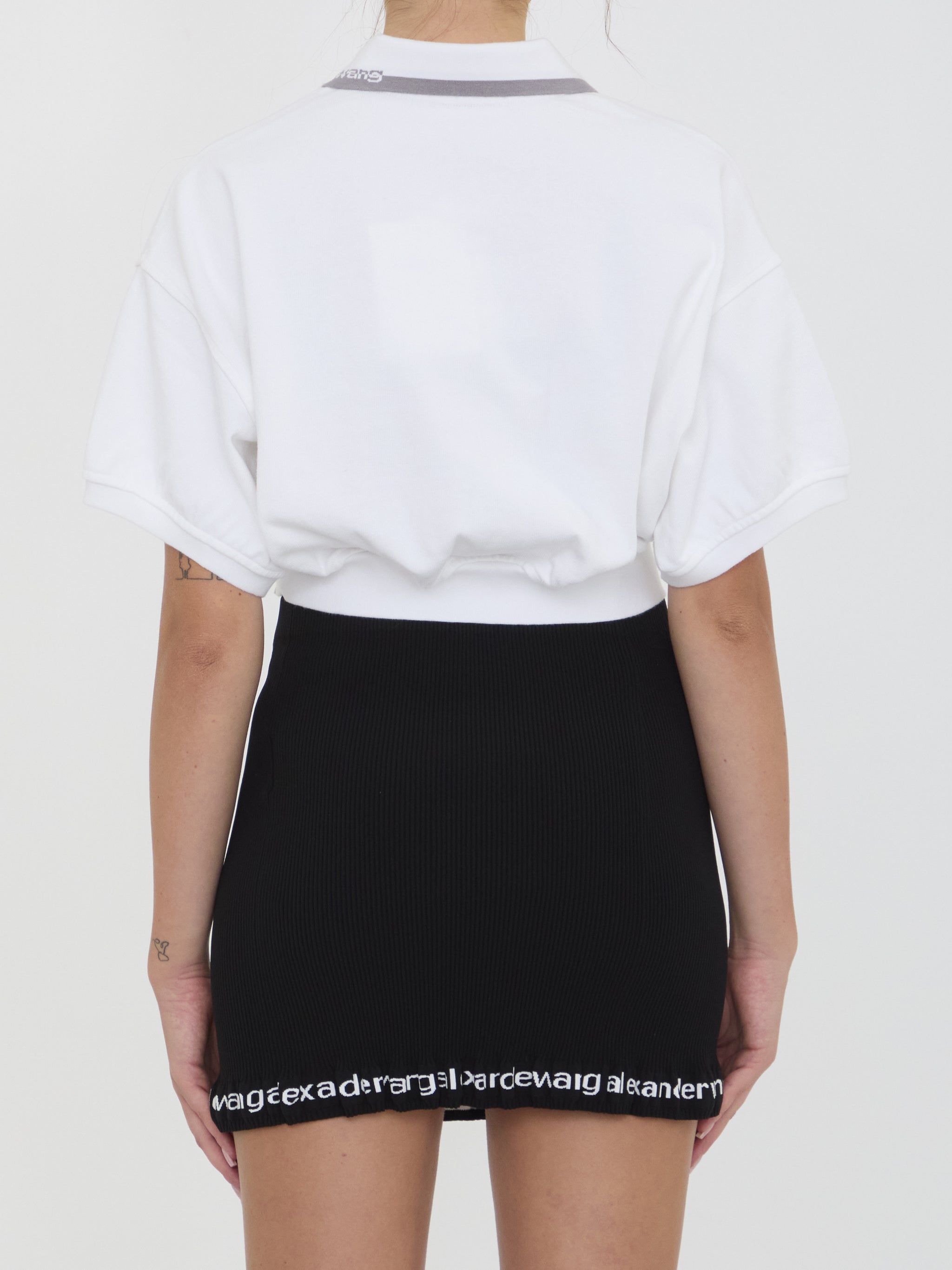 cropped cotton polo shirt