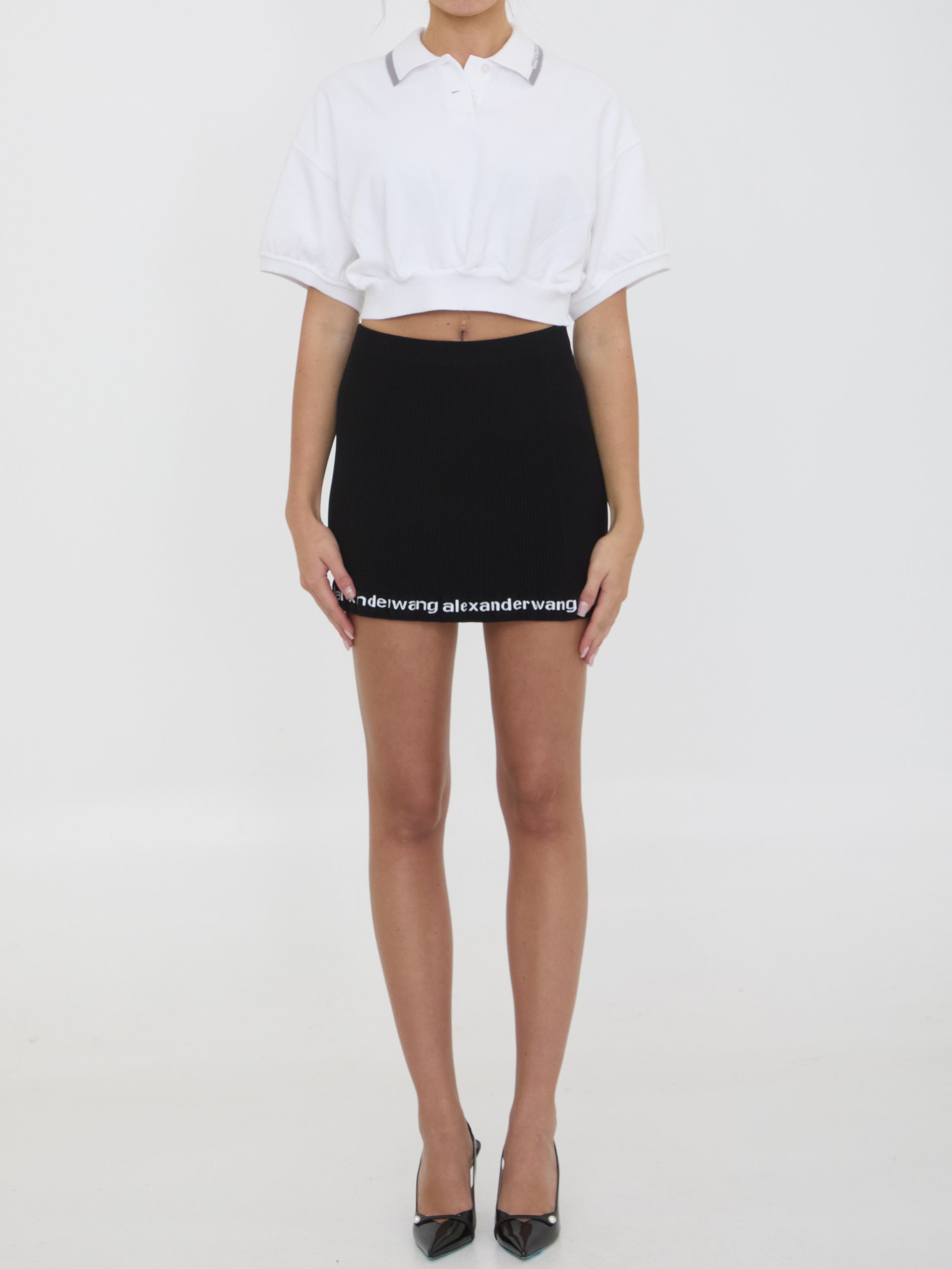 ALEXANDER WANG M cropped cotton polo shirt
