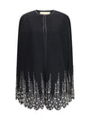 compact drap cape with degradé rhinestone embroidery