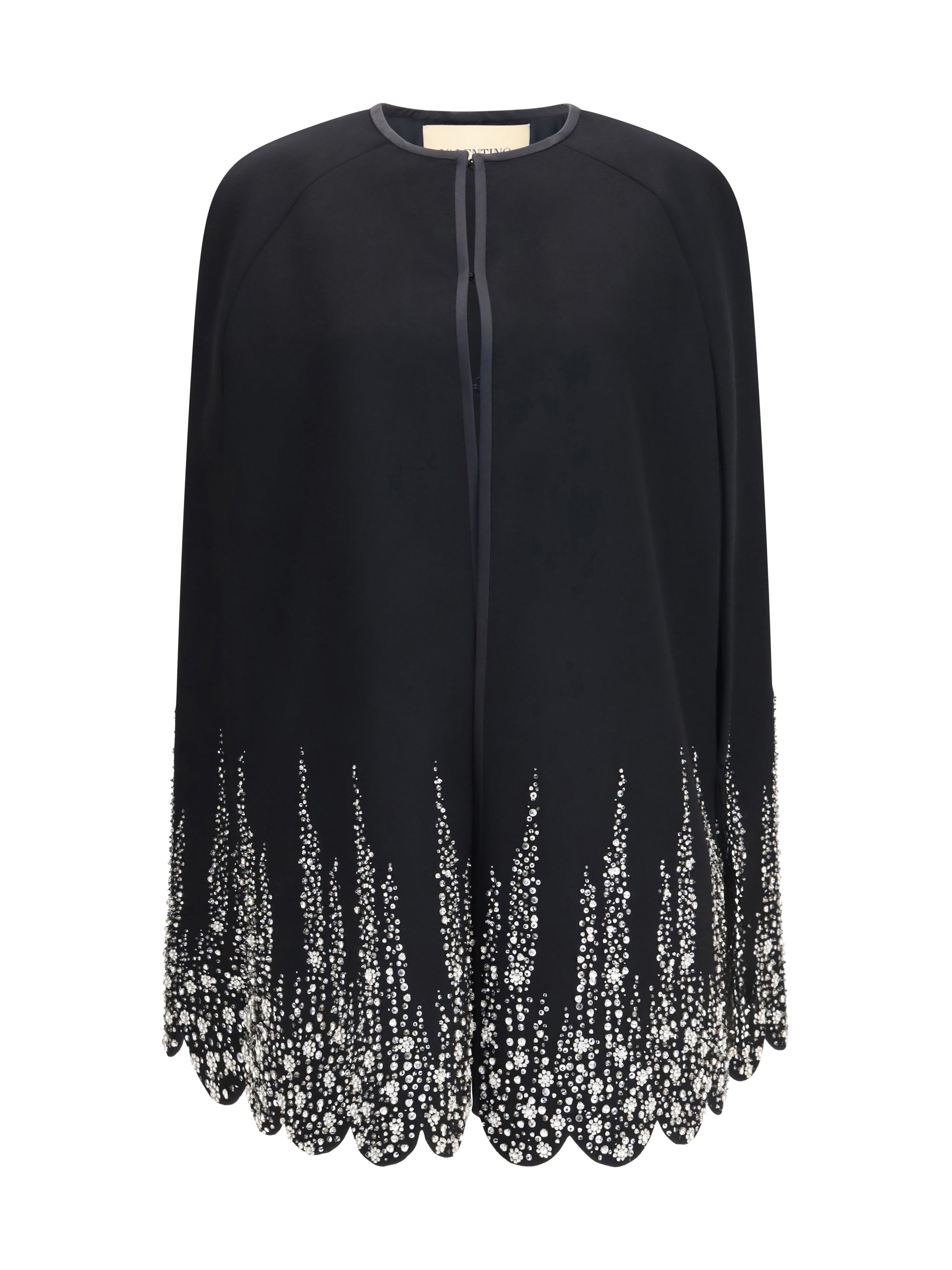 compact drap cape with degradé rhinestone embroidery