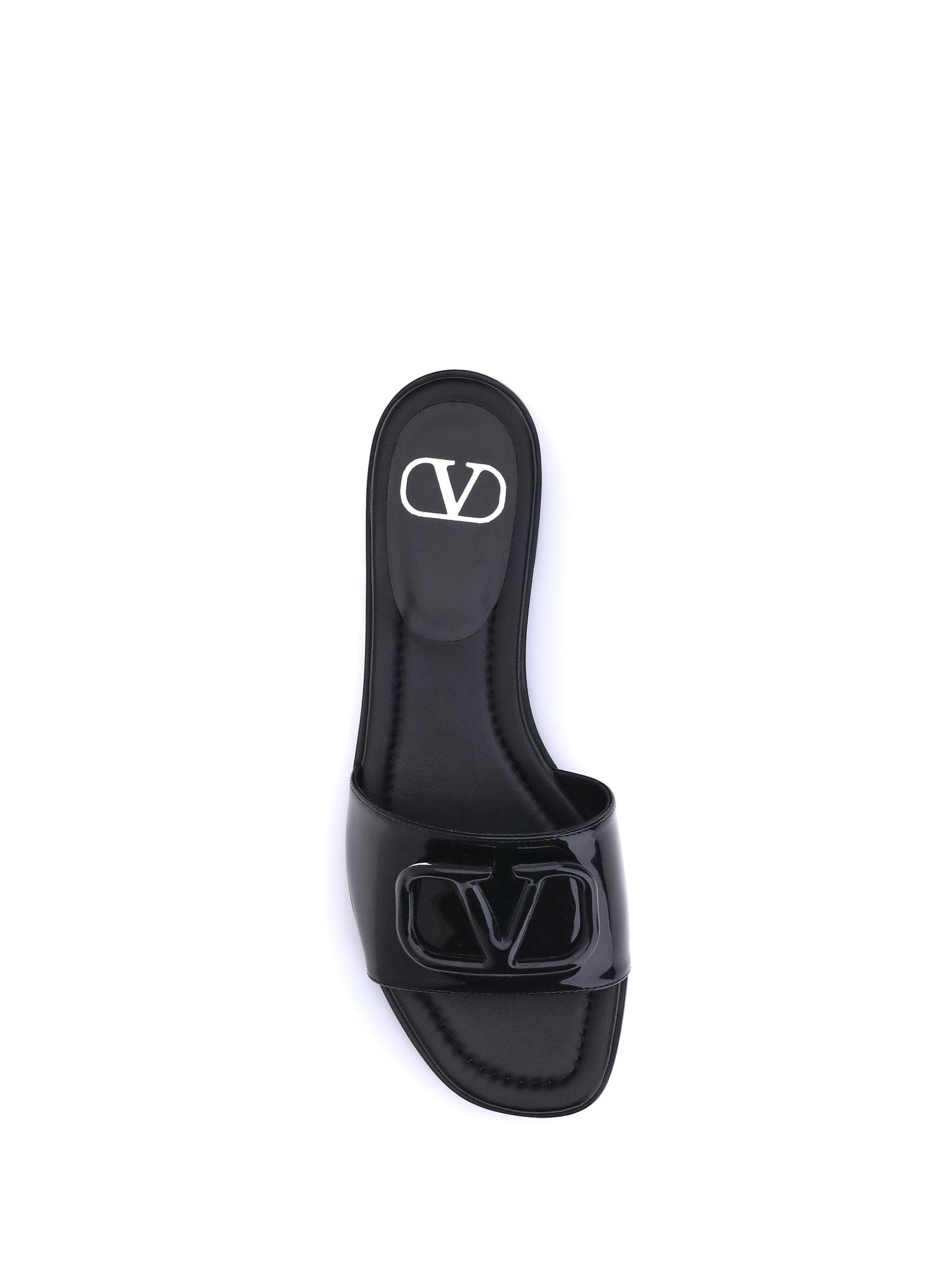 patent leathe vlogo slide sandals
