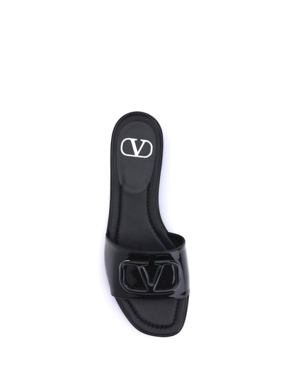 patent leathe vlogo slide sandals