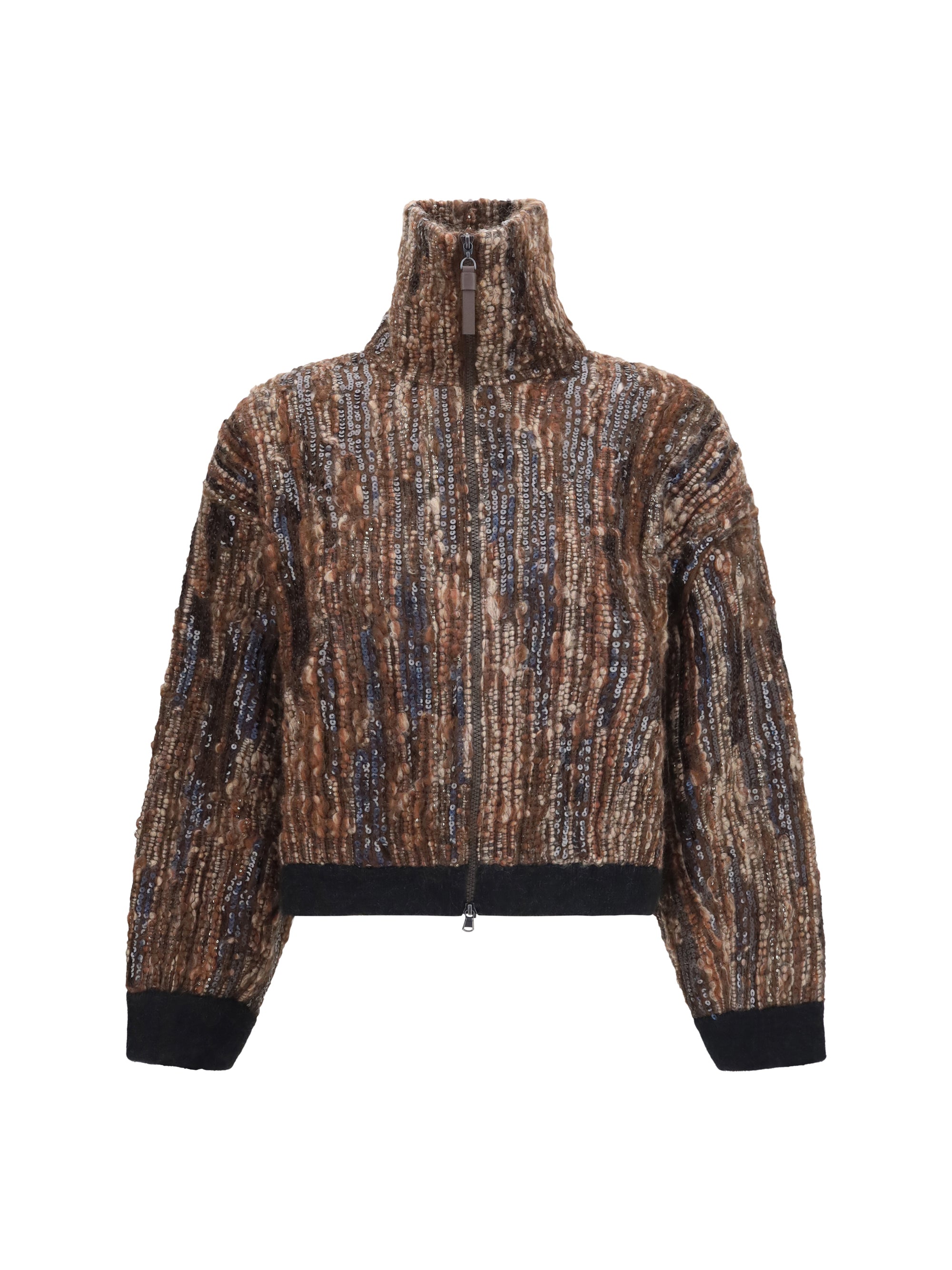 perforated zip cardigan