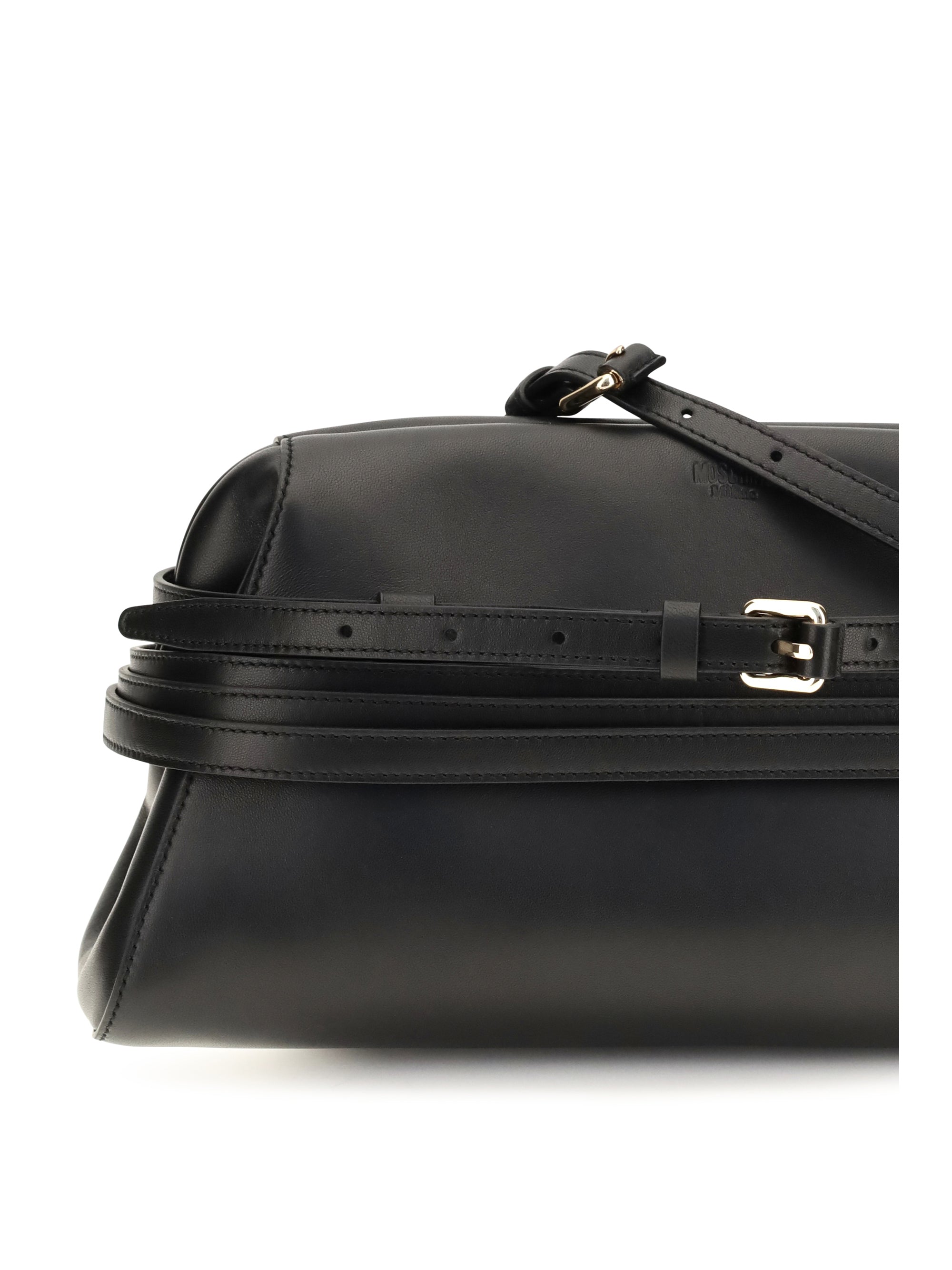 leather clutch with buckle detail