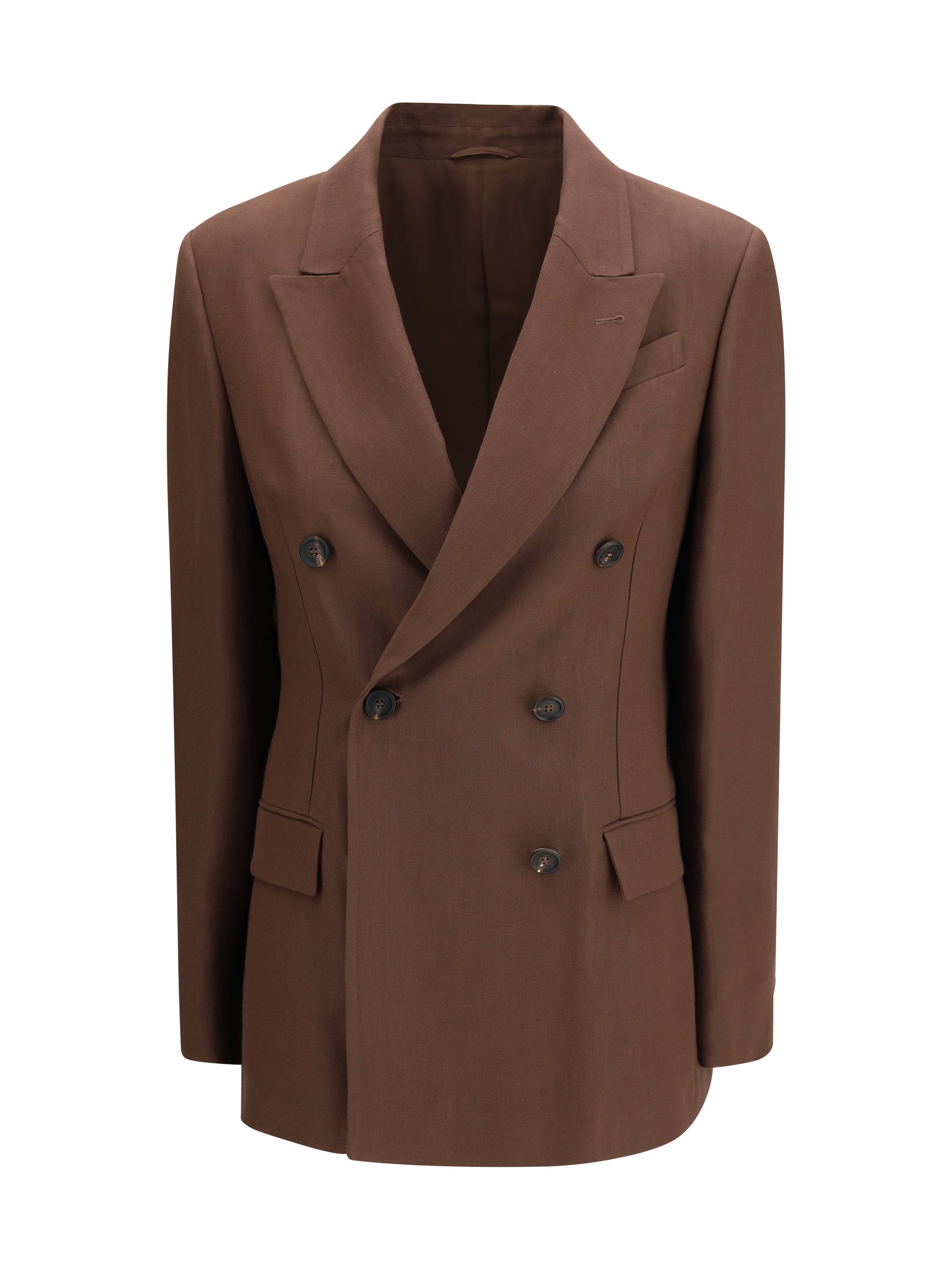 peak lapels double-breasted blazer