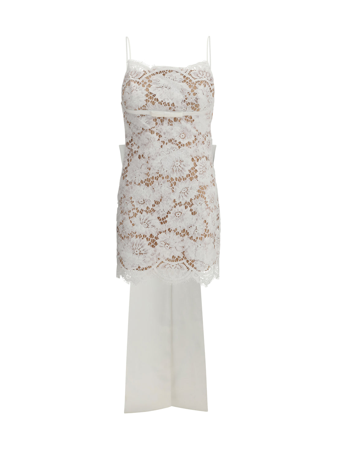 SELF-PORTRAIT 6 short satin dress with lace bow