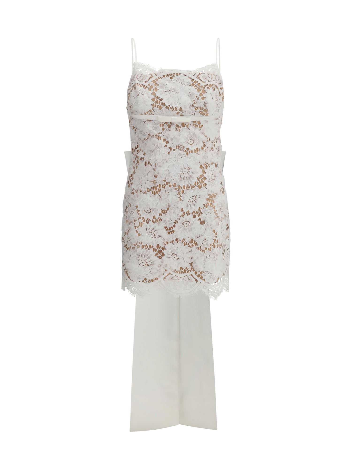 SELF-PORTRAIT 6 short satin dress with lace bow