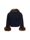 wool-blend jacket with faux fur collar