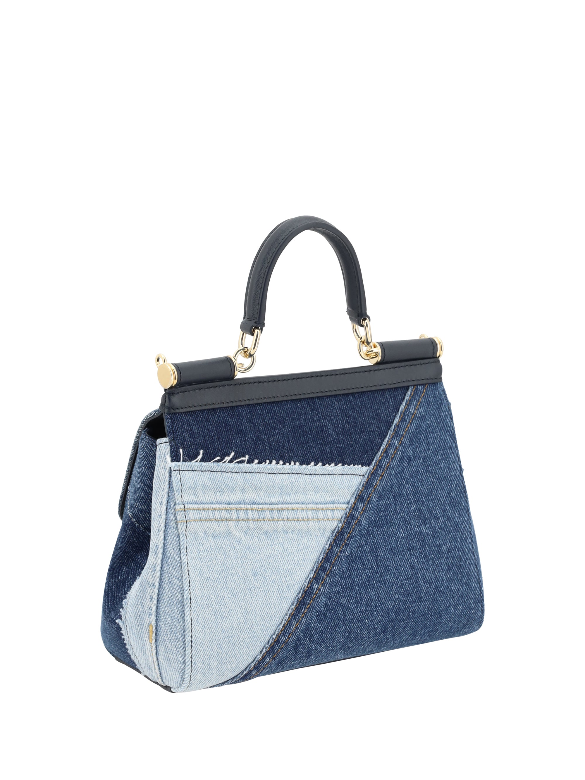 small sicily denim and calf leather handbag