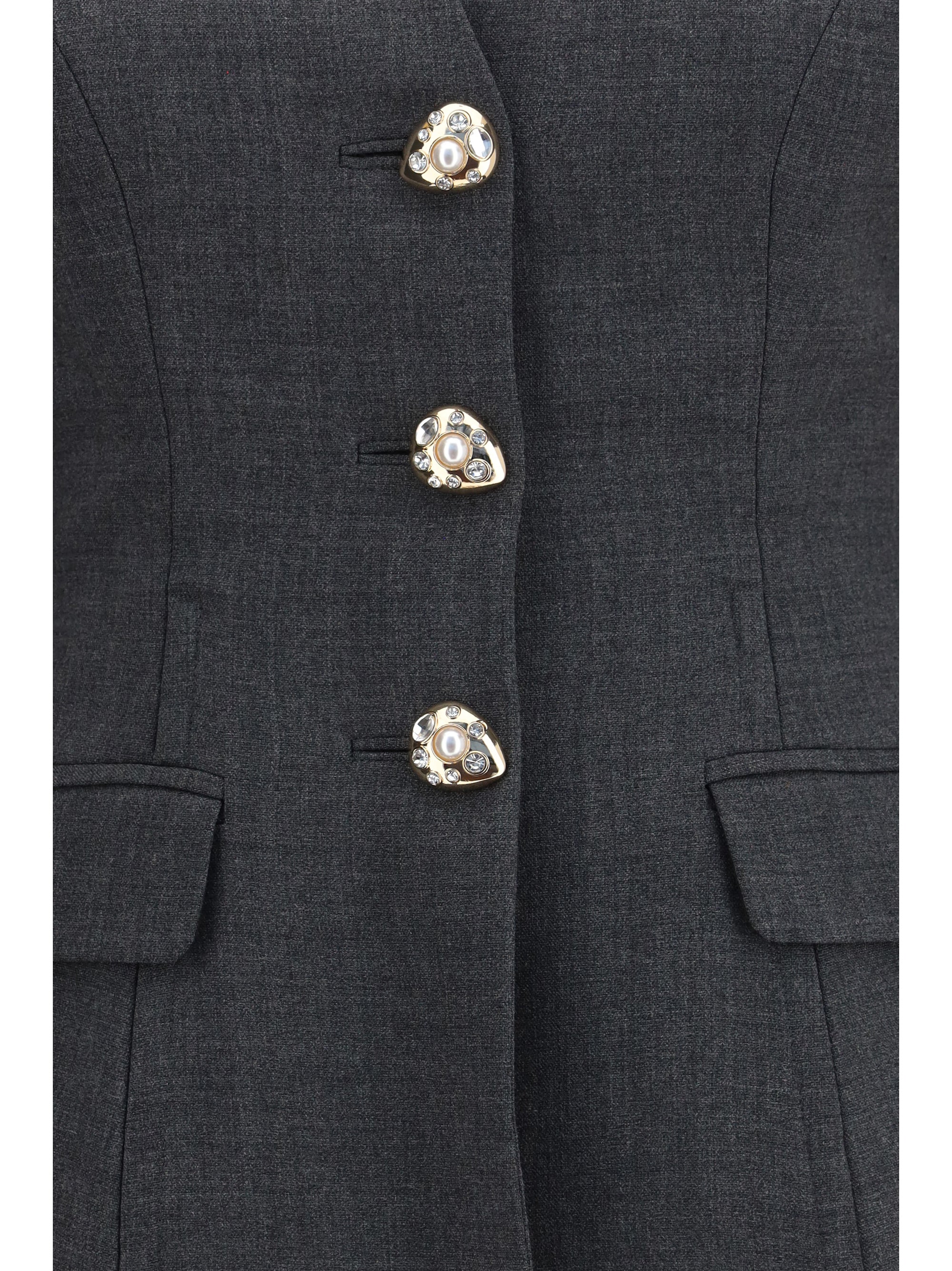 collarless wool jacket