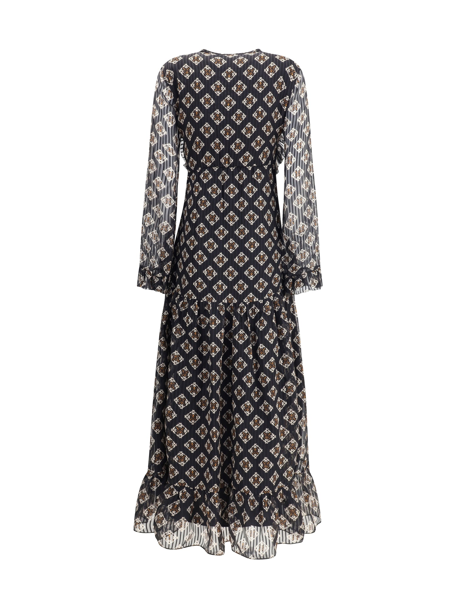 KRISTINA TI 44 silk long dress with rouches