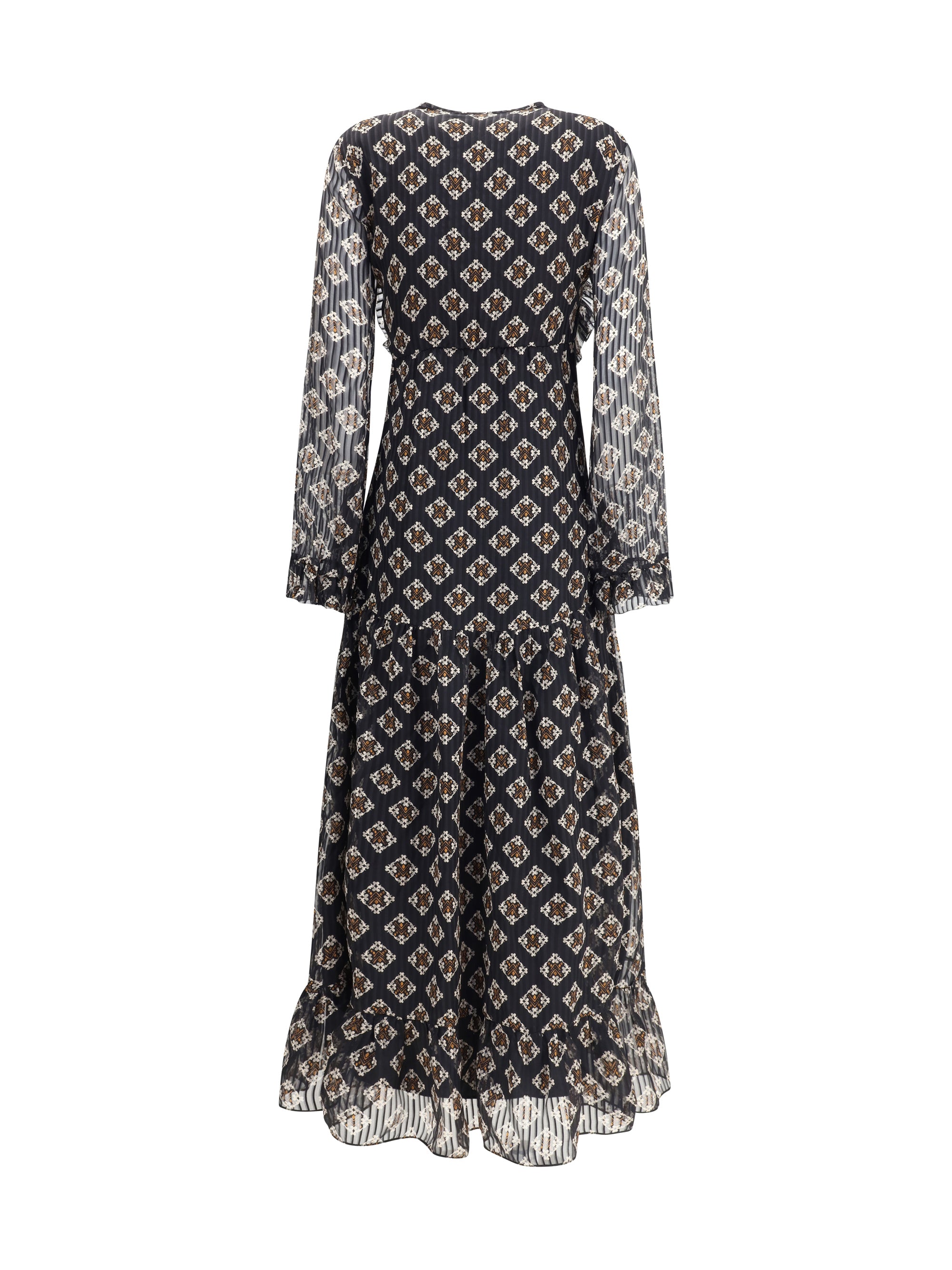 KRISTINA TI 44 silk long dress with rouches