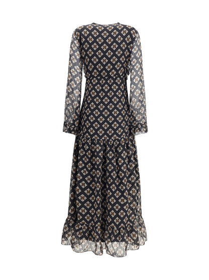 KRISTINA TI 44 silk long dress with rouches