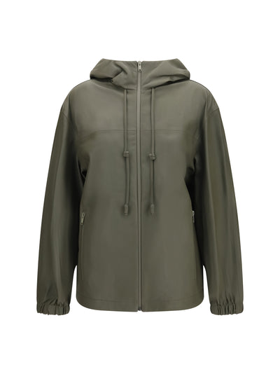 lightweight nappa leather jacket with intrecciato hood