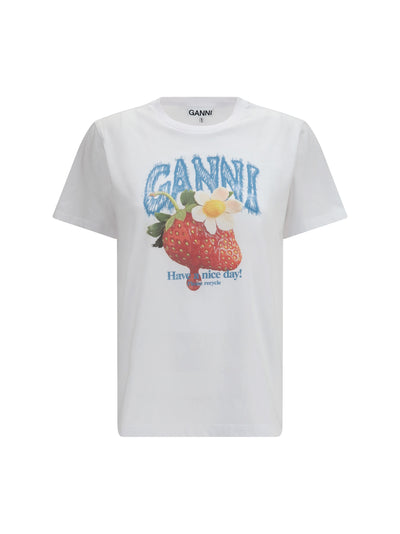 GANNI L strawberry cotton t-shirt