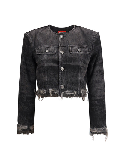 DIESEL M laser-engraved cotton-hemp denim jacket 