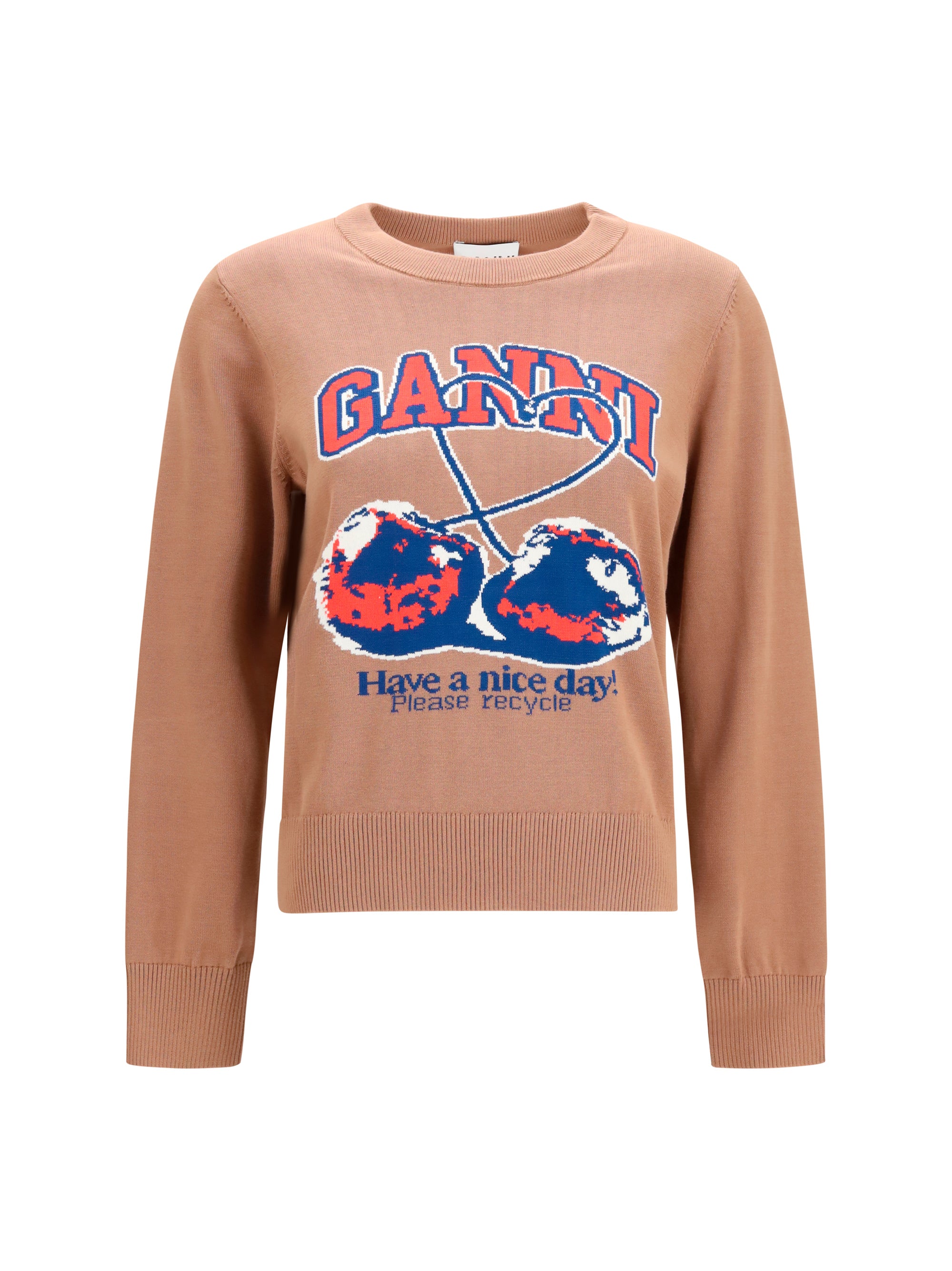 cherry-print cotton sweater
