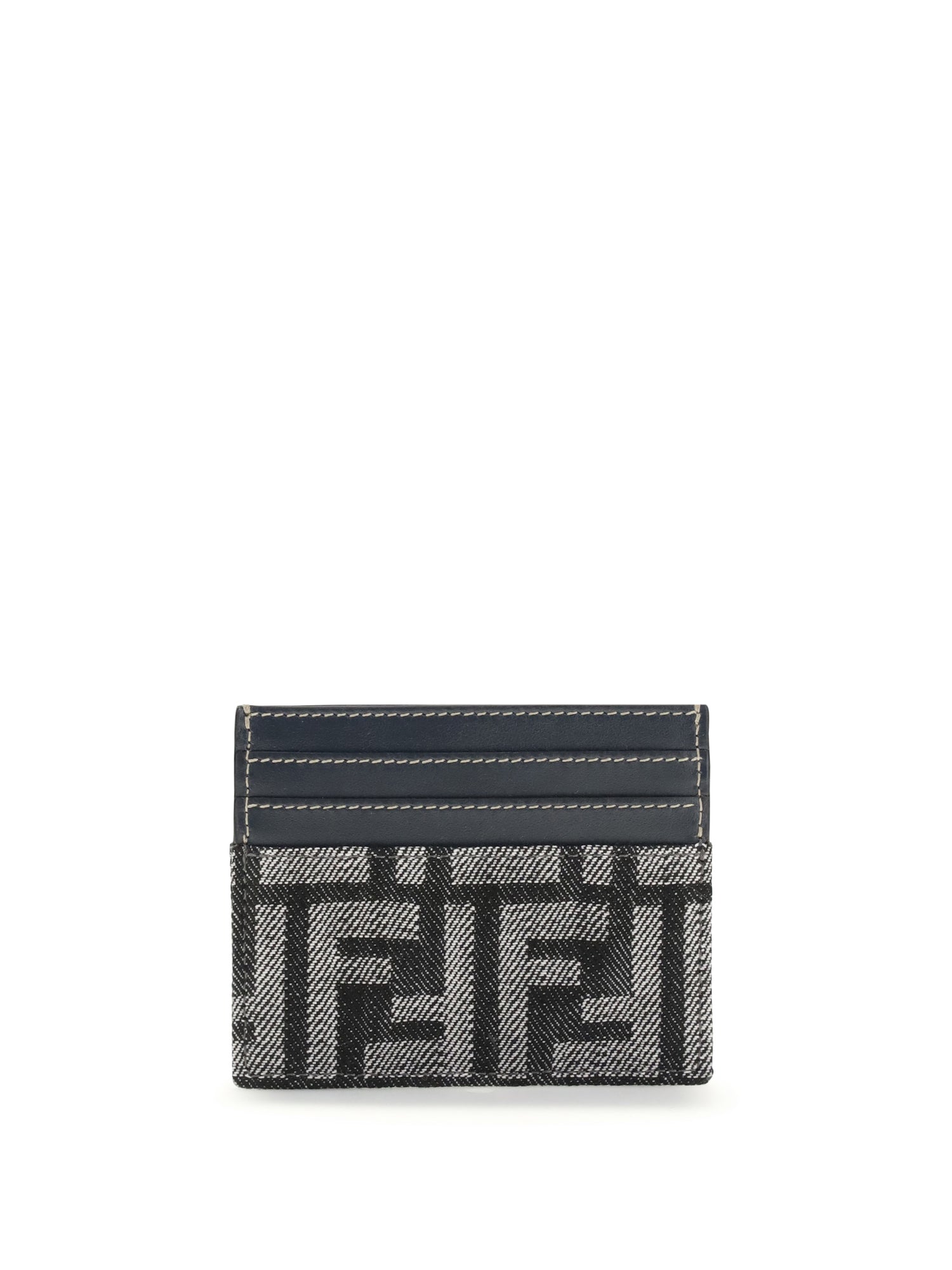 FENDI OS embroidered denim card holder