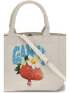 small easy shoulder bag with strawberry print