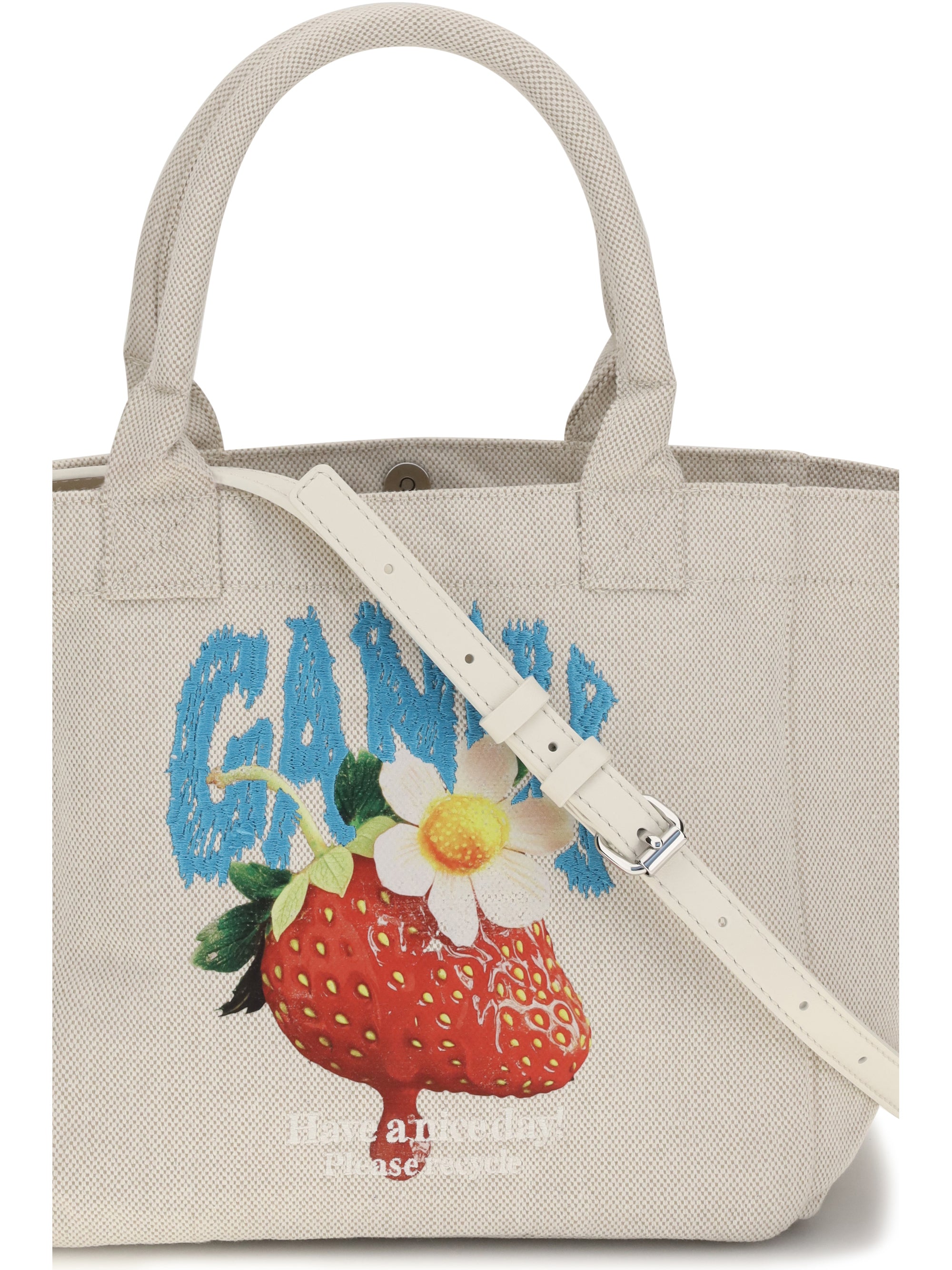 small easy shoulder bag with strawberry print
