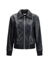 glossy leather padded jacket