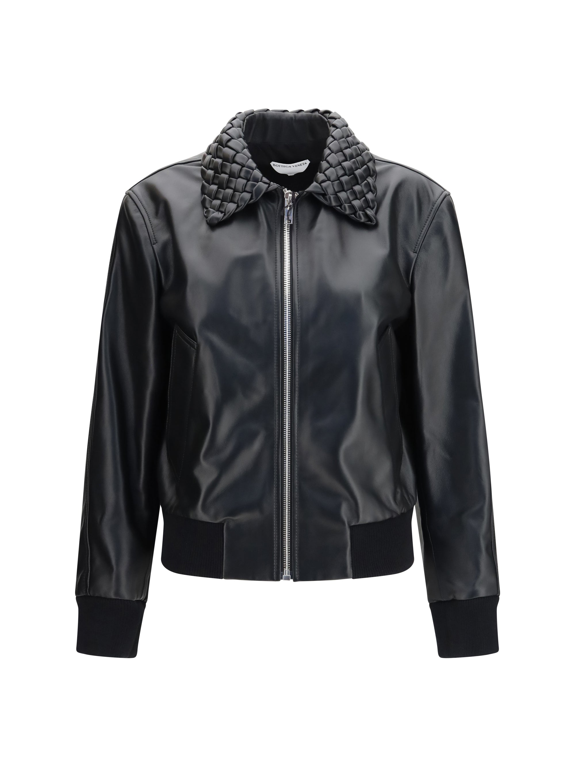 glossy leather padded jacket
