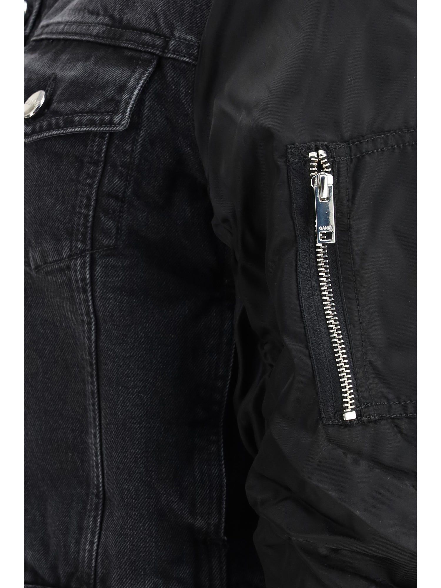 GANNI 36 black rigid denim jacket