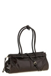 the prada bonnie medium handbag redefines classic volumes through an elongated
