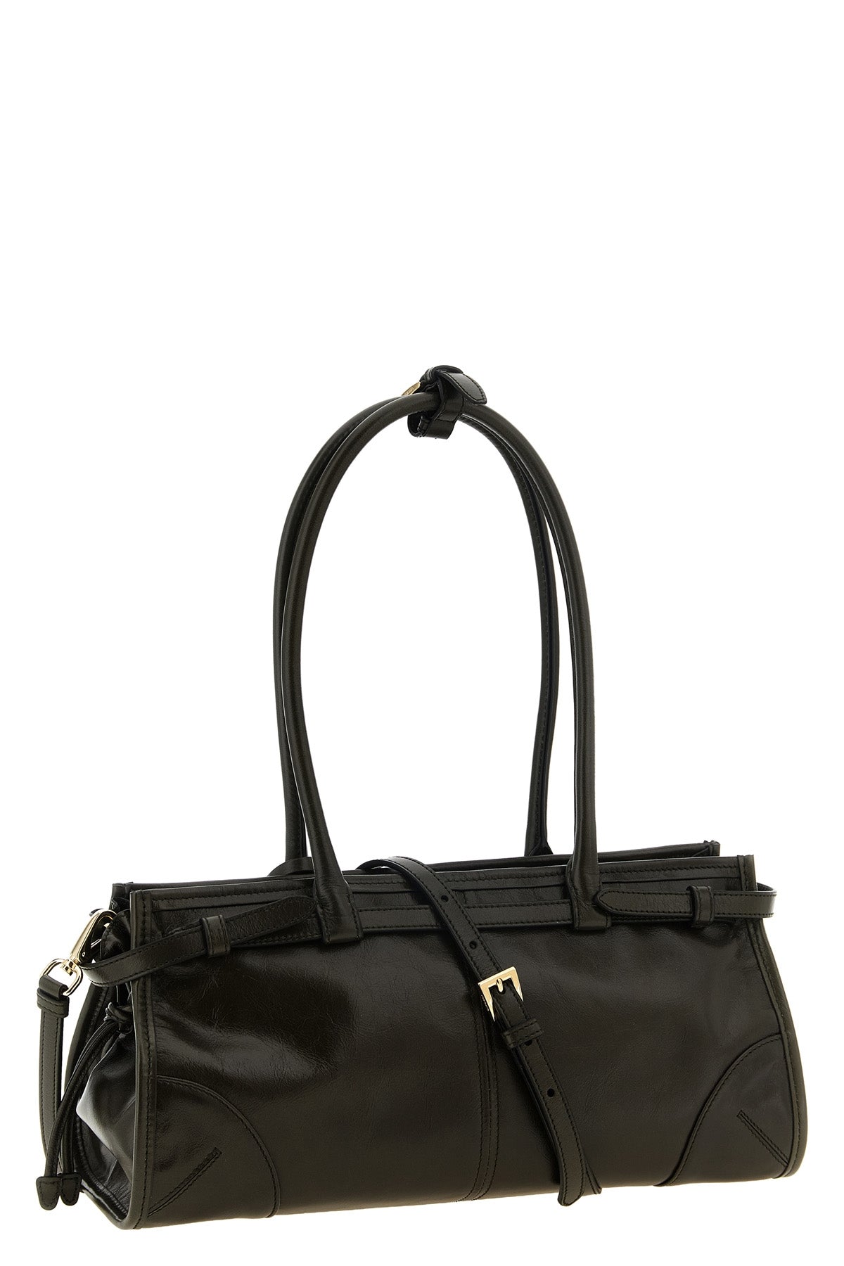 the prada bonnie midi handbag stands out for its elongated rectangular silhoue