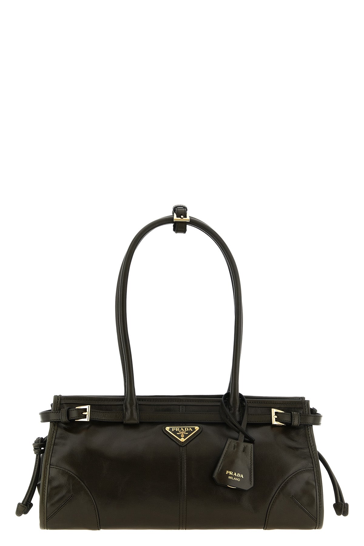 the prada bonnie midi handbag stands out for its elongated rectangular silhoue