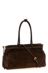 the prada bonnie large handbag in fine dark brown suede represents an excellence