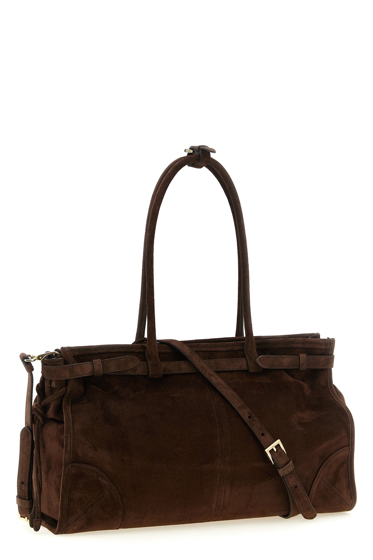 the prada bonnie large handbag in fine dark brown suede represents an excellence
