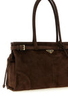 the prada bonnie large handbag in fine dark brown suede represents an excellence