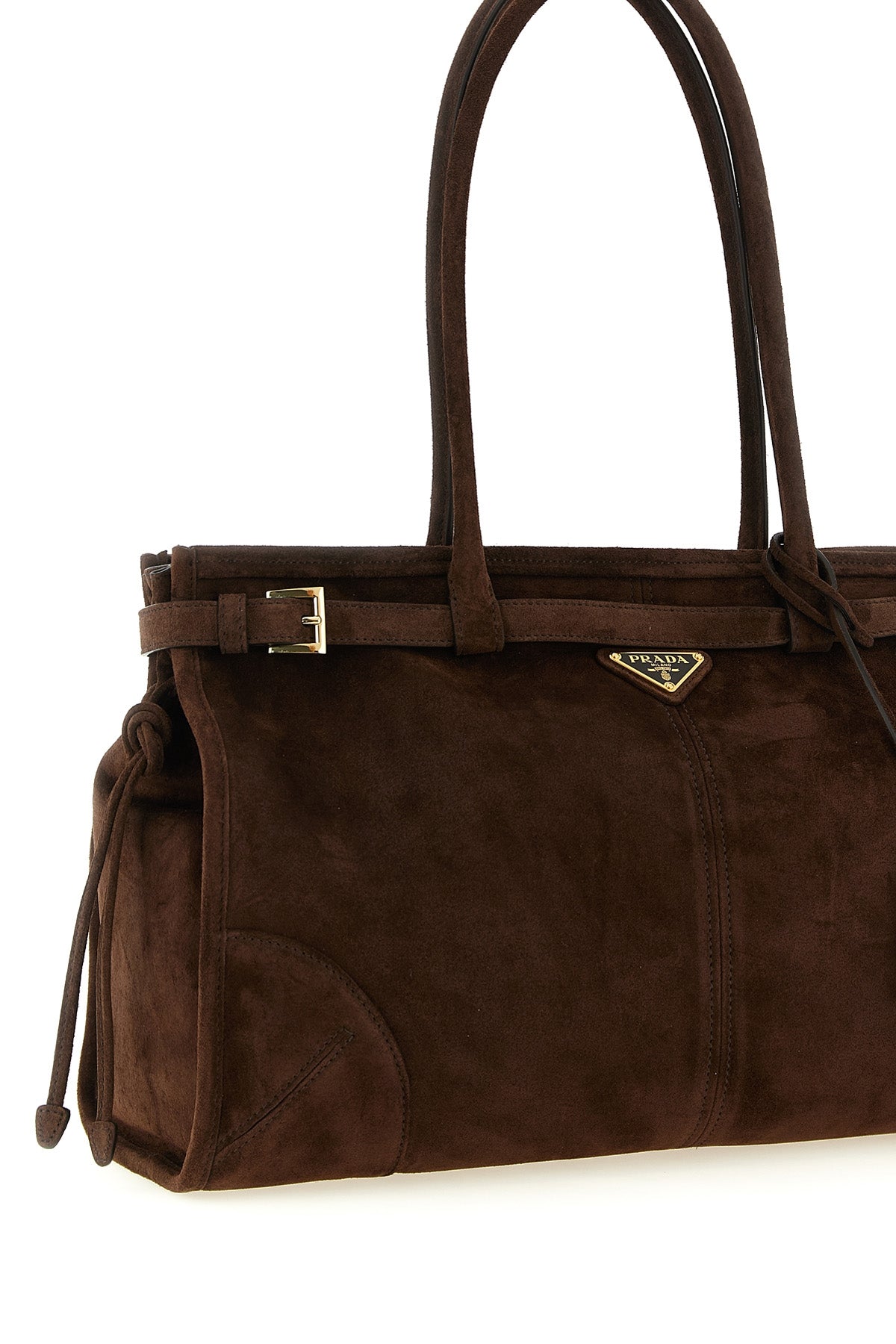 the prada bonnie large handbag in fine dark brown suede represents an excellence