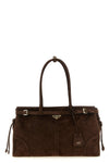 the prada bonnie large handbag in fine dark brown suede represents an excellence